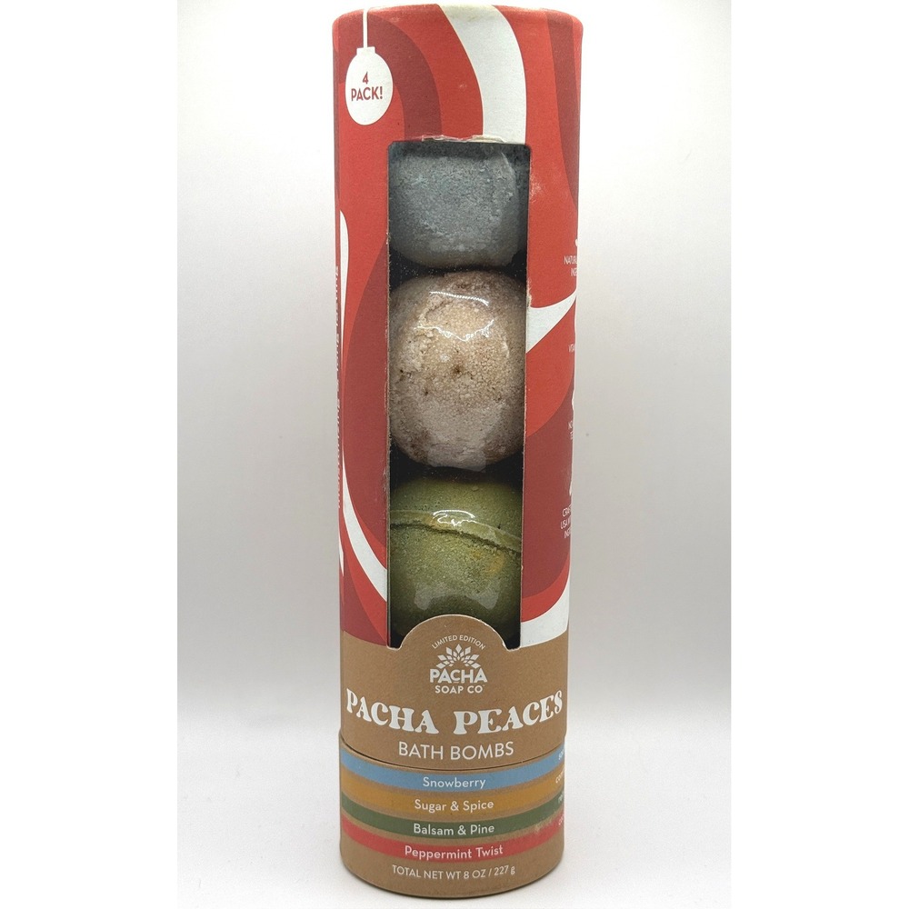 Pacha Soap Co Peaces Handcrafted Bath Bombs 4 Pack Limited‎ Edition 8oz NEW